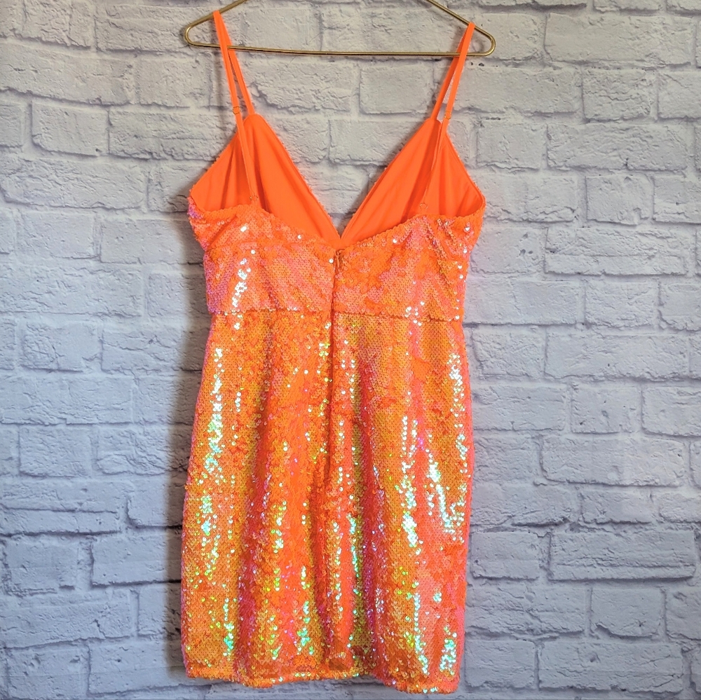 Hutch Zuri Orange Sequin Mini Dress - Picture 5 of 7